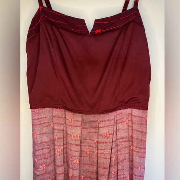 KISMET - Birds on Wires - Beautiful Maroon/Dark Red Summer Dress - Picture 3 of 4
